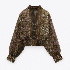 Zara Boho Embroidered Top